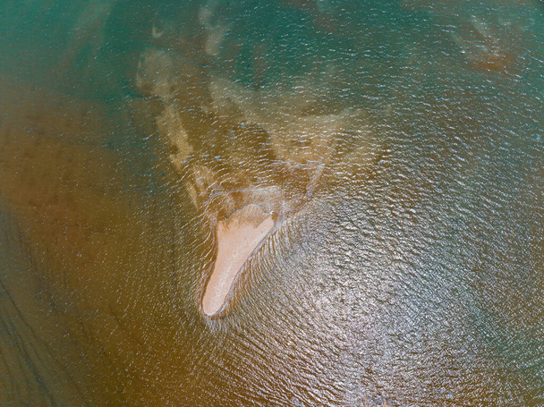 Drone aerial landscape pattern of ocean sands at low tide - Foto, Bild