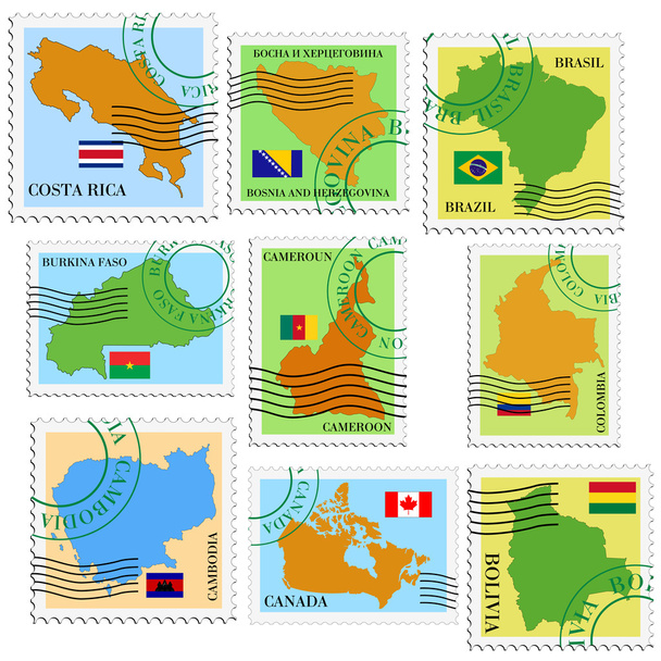 set van postzegels - Vector, afbeelding