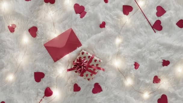 top view video of gift for st valentine day - Footage, Video