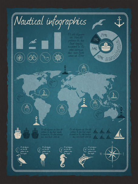 Merenkulun infografinen joukko
 - Vektori, kuva