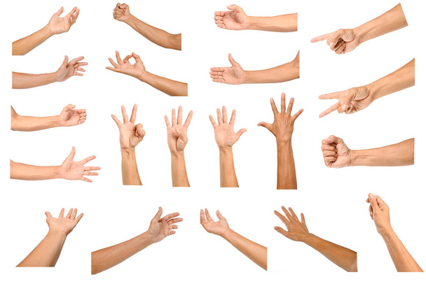Σύνολο χειρονομιών ανθρώπου που απομονώνονται σε λευκό φόντο. - Φωτογραφία, εικόνα