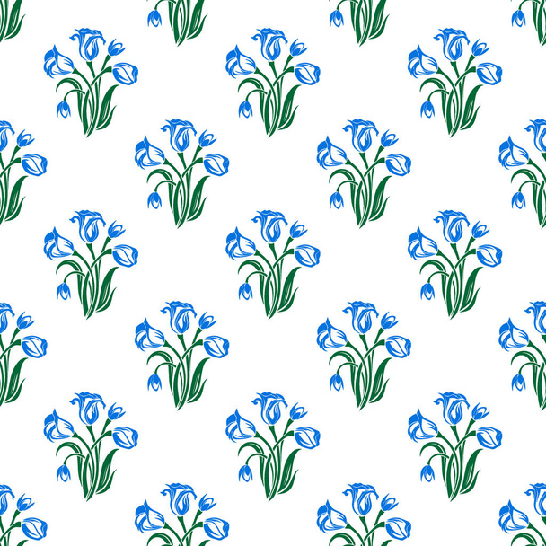 Bluebell flower Seamless Pattern Design - Вектор,изображение