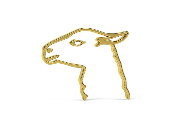 Icône de lama 3d dorée isolée sur fond blanc - rendu 3d - Photo, image
