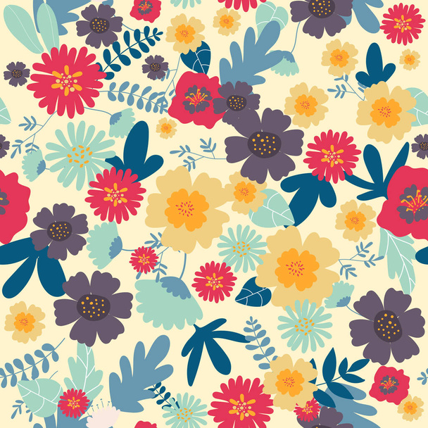 Cute pattern in flower. seamless pattern. colorful flowers. yellow background. floral background. elegant the template for fashion prints. - ベクター画像