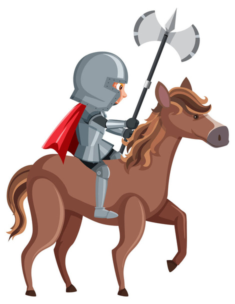 Rytíř na koni kreslený postava na bílém pozadí ilustrace - Vektor, obrázek