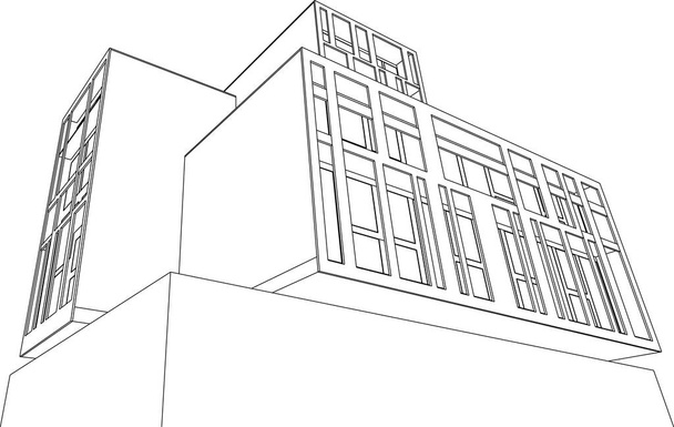 modern huis bouw ontwerp 3d rendering - Vector, afbeelding