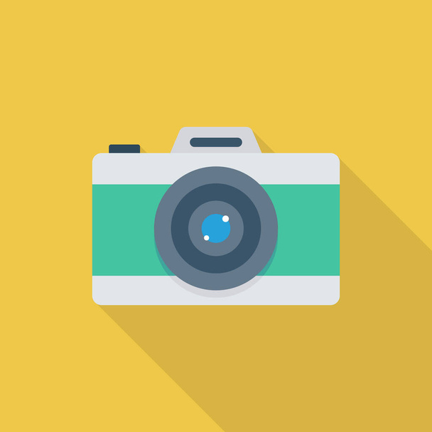 camera cameraflash film icon in long-shadow style - Vetor, Imagem