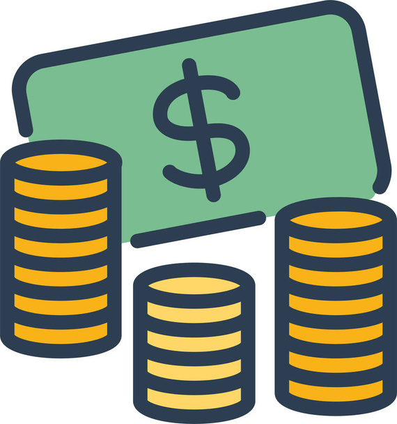 icono de comercio electrónico de efectivo bancario en estilo de esquema rellenado - Vector, imagen