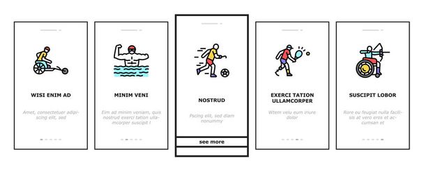 Athlete Sport Game Onboarding Icons Set Vector - Vector, Image