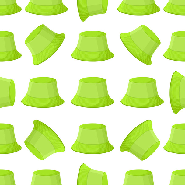 Illustratie op thema gekleurde patroon hoeden panama, mooie caps in witte achtergrond. Caps patroon bestaande uit collectie hoeden panama om te dragen. Patroon van design hoeden, caps panama voor het weer. - Vector, afbeelding