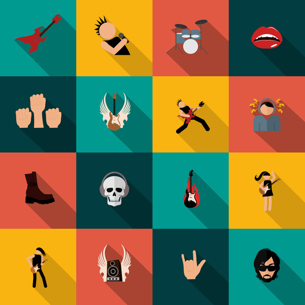 Rock music icons flat - Vector, Image