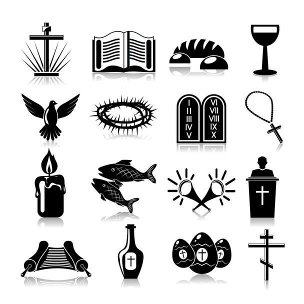набір іконок християнство чорний - Вектор, зображення