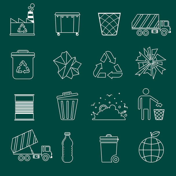 Garbage icons outline - Vector, Image