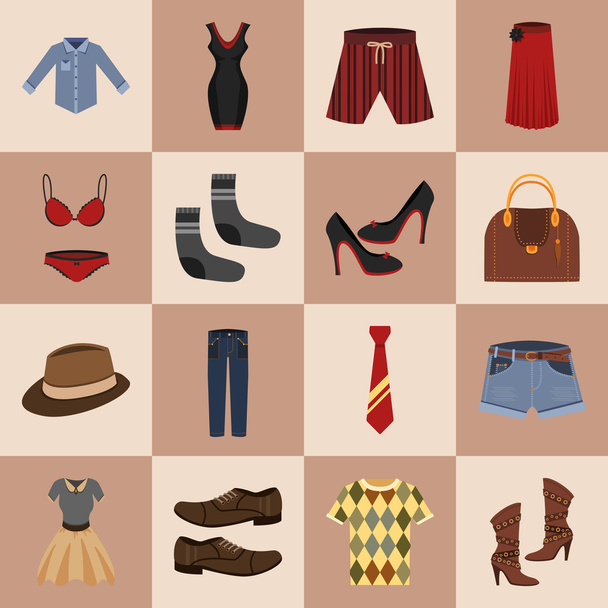 conjunto de ícones de roupas
 - Vetor, Imagem