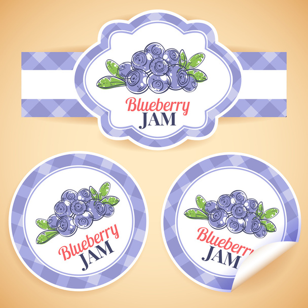 Blueberry jam labels - Vektori, kuva