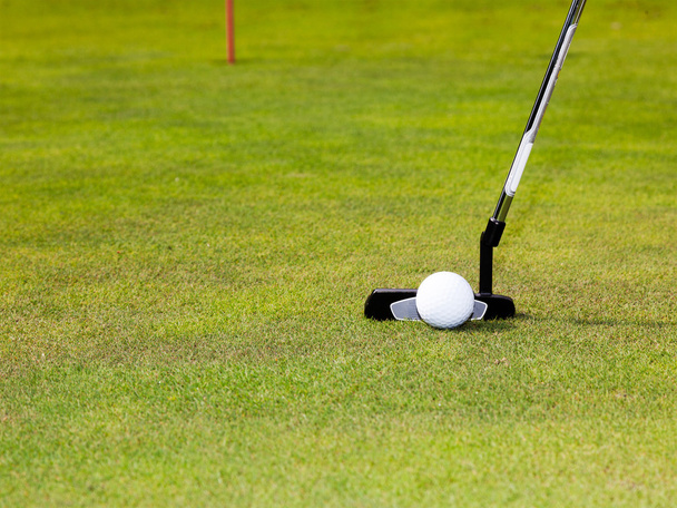 Golf: koulař klub s bílým golfový míček - Fotografie, Obrázek