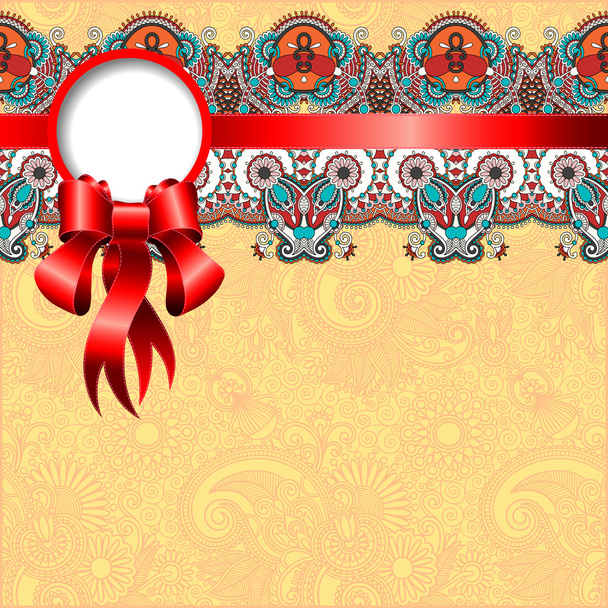 ethnic ornamental pattern with silk ribbon - Vector, imagen