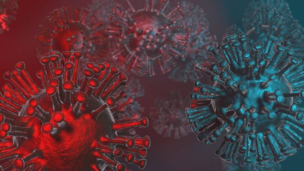 Coronavirus cells. Covid-19 bodies. 3D render. - Foto, Bild