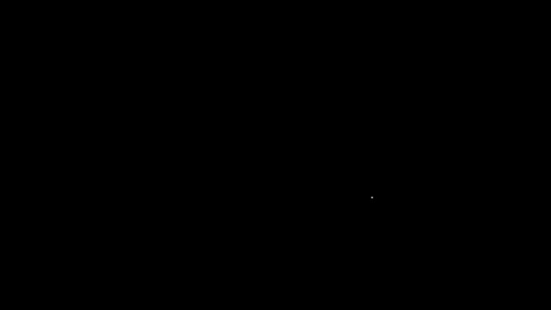Bílá čára pokrytá tácem s ikonou jídla izolovanou na černém pozadí. Podnos a víko. Restaurace Cloche s víkem. Úplný symbol. Grafická animace pohybu videa 4K - Záběry, video