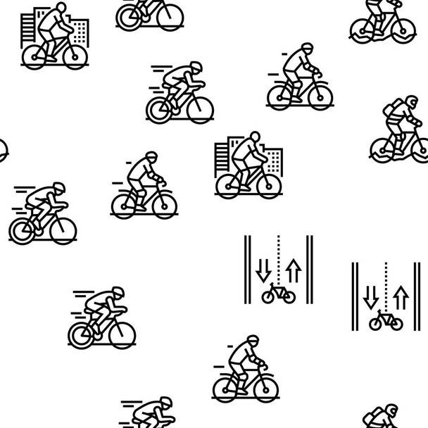Bike Transport And Accessories Vector Seamless Pattern - Vektor, Bild