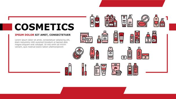 Kozmetik Paketi Güzellik Ürünleri İniş Başlığı Vektörü - Vektör, Görsel