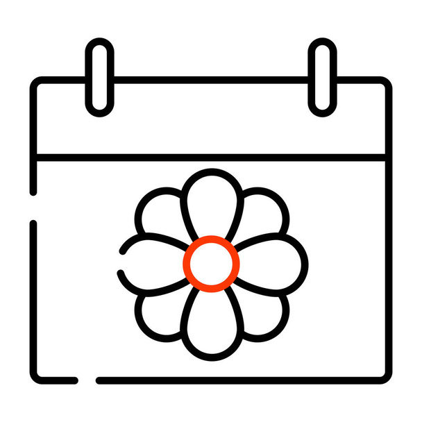 Kwiat w kalendarzu, koncepcja ikony sezonu wiosennego - Wektor, obraz
