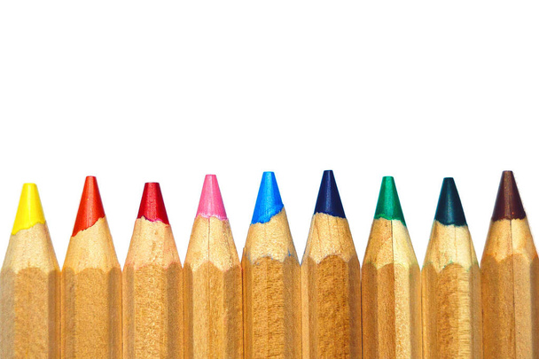 Wróćmy do koncepcji szkoły. Kolorowe ołówki Copy Space - Zdjęcie, obraz