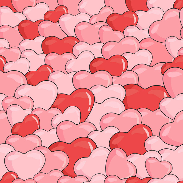 Lovely seamless pattern with hearts. Vector holiday background. Valentine's Day. Gift wrap, print, cloth, cute background for a card. - ベクター画像