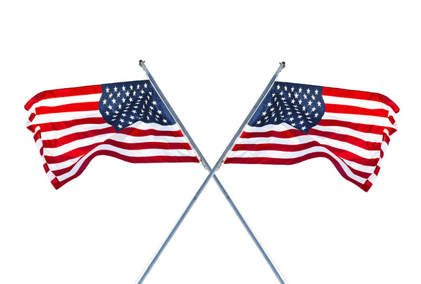 Bandeiras americanas isoladas em fundo branco - Foto, Imagem