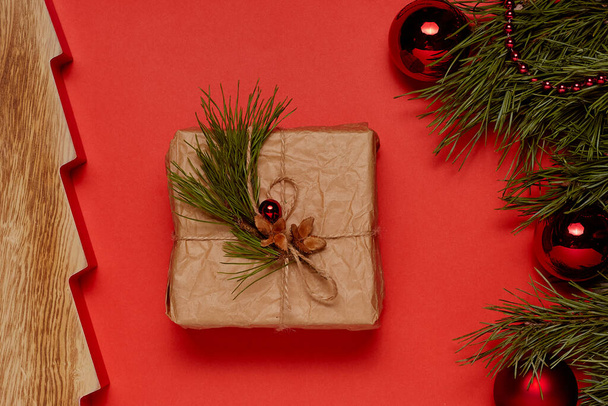 Christmas or New Year background with Christmas gifts - 写真・画像