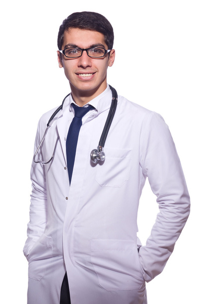Young male doctor isolated on white - Foto, afbeelding