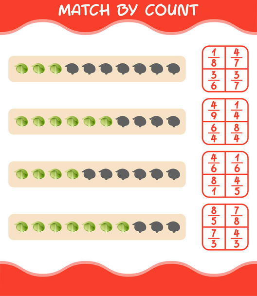 Match by count of cartoon iceberg lettuce. Match and count game. Educational game for pre shool years kids and toddlers - Vector, Image