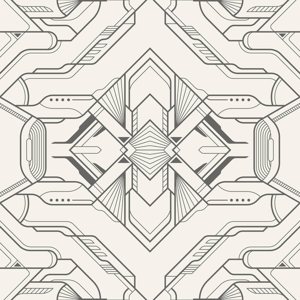 Abstract vector tech line seamless pattern. Monochrome colors. - Vector, afbeelding