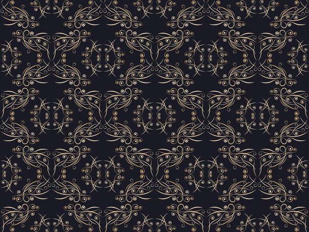 Art deco seamless pattern. Vintage background with curls. Linear art. Pattern design for wallpaper, wrapping paper and fabric printing. Style of the 1920s - 1930s. Vector illustration - Вектор,изображение