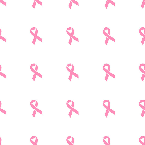 Pink awareness ribbon seamless pattern. Vector illustration. - Vektör, Görsel