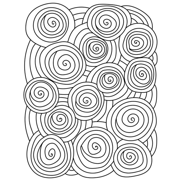 Streszczenie kolorowanki, spirale medytacyjne i koła dla ilustracji wektor kreatywności - Wektor, obraz