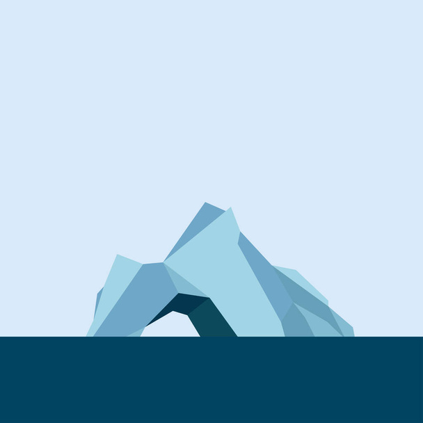 Vektor stilisierte flache Designillustration der Eisbergoberfläche inmitten des Ozeans in Blautönen. Elemente sind isoliert. kann für Poster, Poster, Infografiken, Webseiten, Bücher, Logos verwendet werden. - Vektor, Bild