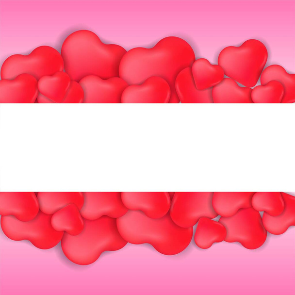 Happy Valentines Day banner with heart-shaped gift boxes on red background. Template for banners, cards, invitations, posters, advertisements. Vector template.  - Vector, Image