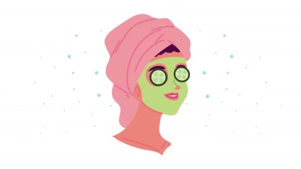 mujer con máscara facial animación de personajes - Imágenes, Vídeo