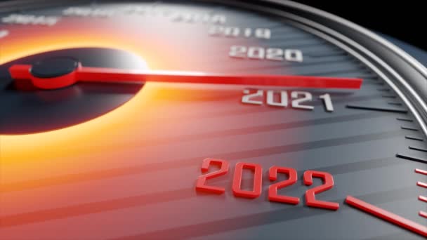 Happy New Year film voor 2022 met snelheidsmeter. 3D-animatie - Video