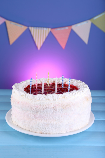 Cake on blue background - Zdjęcie, obraz