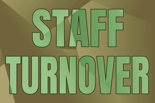 Sign displaying Staff Turnover. Concept meaning The percentage of workers that replaced by new employees Line Illustrated Backgrounds With Various Shapes And Colours. - Foto, Imagem