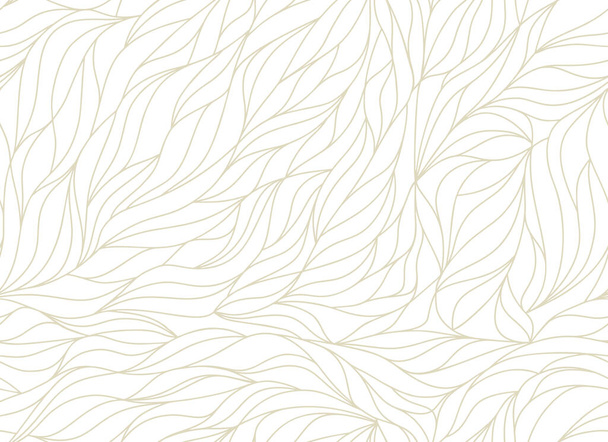 Elegant seamless floral pattern. Wavy petals, vector organic background. Stylish modern golden leaves linear texture. Wallpaper or fabric printing - Vektör, Görsel
