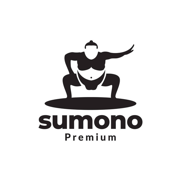 isolated fat sumo black logo design vector graphic symbol icon sign illustration creative idea - Vector, Image