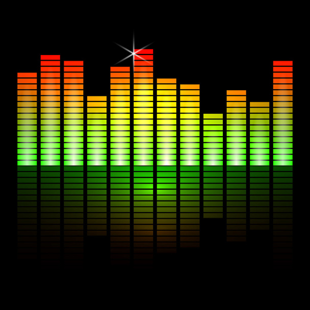 Ilustración vectorial de barras de ecualizador de música sobre fondo negro
 - Vector, Imagen