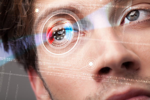 Cyber-homme avec regard technolgy - Photo, image
