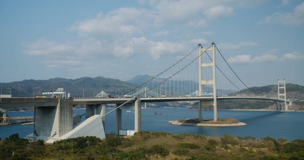 香港市のTsing Ma吊り橋 - 写真・画像