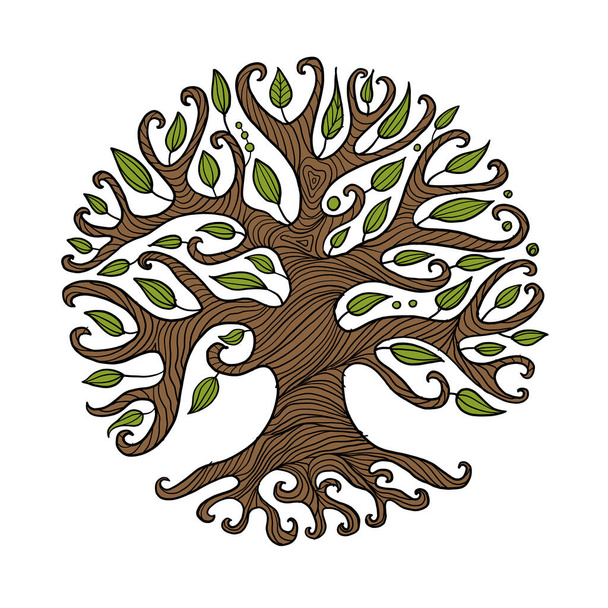 Art tree with roots for your design - Vector, imagen