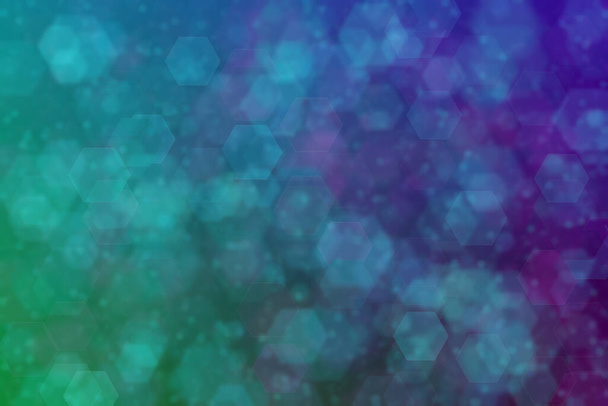 Abstract purple and sea green background with hexagon shaped random spots. - Photo, Image