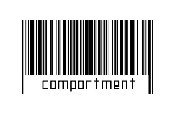 Barcode on white background with inscription comportment below. Concept of trading and globalization - Foto, afbeelding